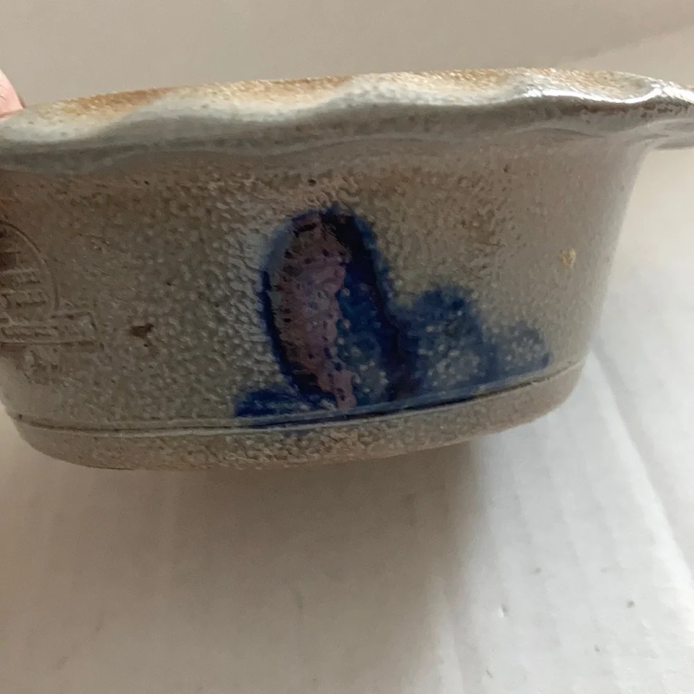 Rowe Pottery Works apple baker pottery bowl cobalt